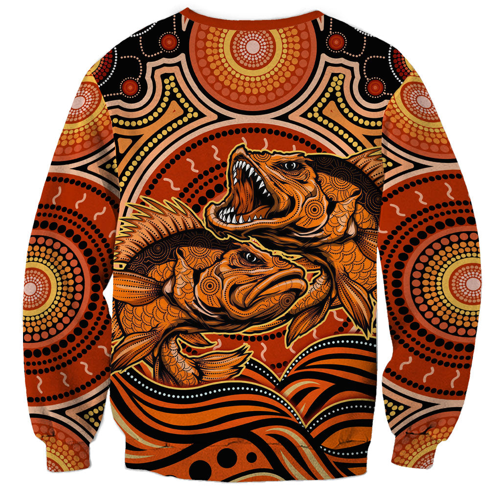 Barramundi Fish Sweatshirt Aboriginal Dot Art Indigenous Pattern