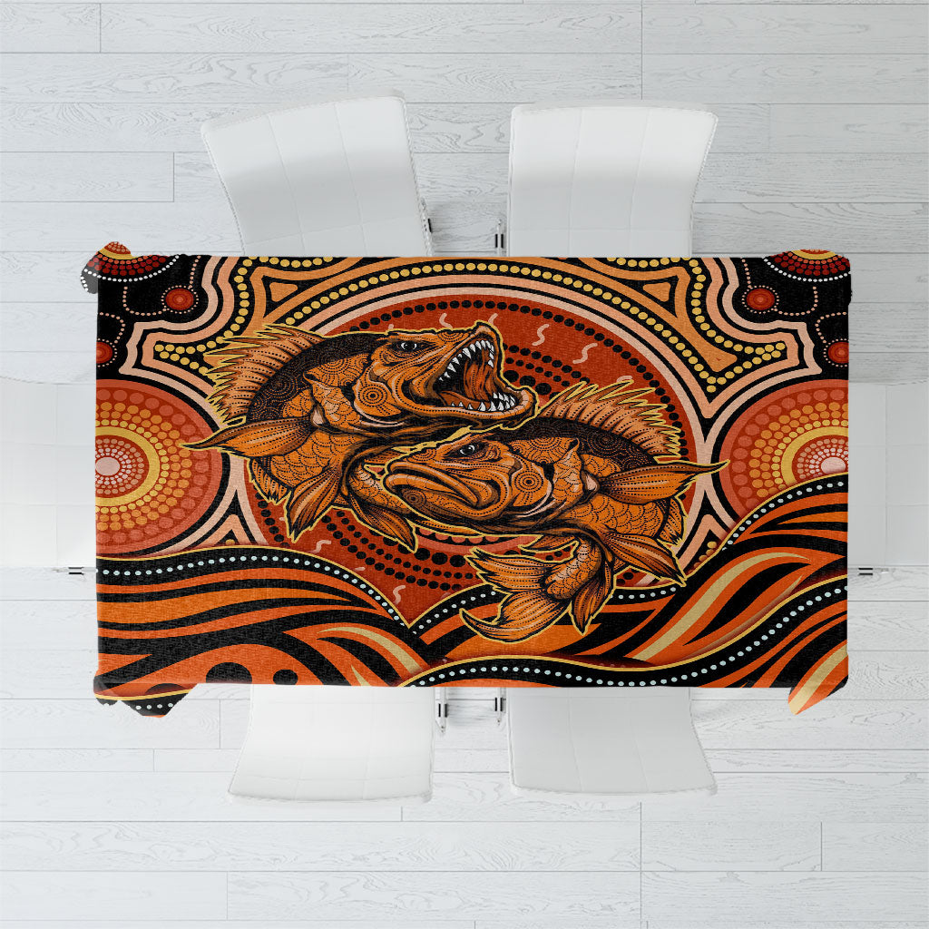 Barramundi Fish Tablecloth Aboriginal Dot Art Indigenous Pattern