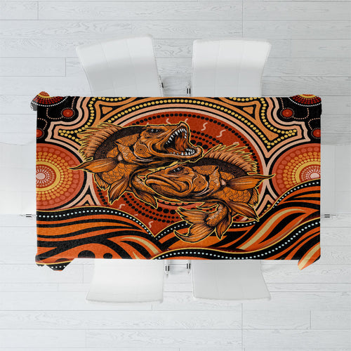 Barramundi Fish Tablecloth Aboriginal Dot Art Indigenous Pattern