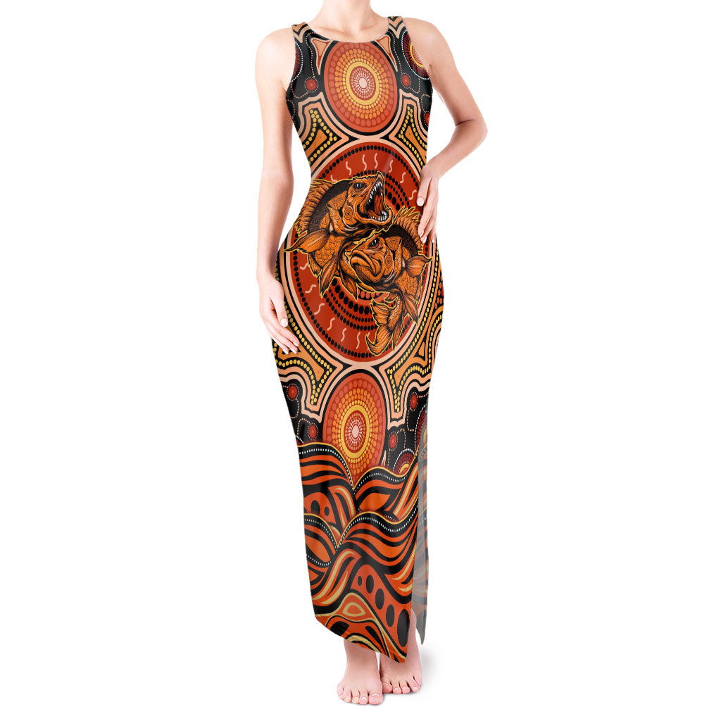 Barramundi Fish Tank Maxi Dress Aboriginal Dot Art Indigenous Pattern