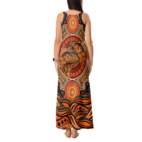 Barramundi Fish Tank Maxi Dress Aboriginal Dot Art Indigenous Pattern