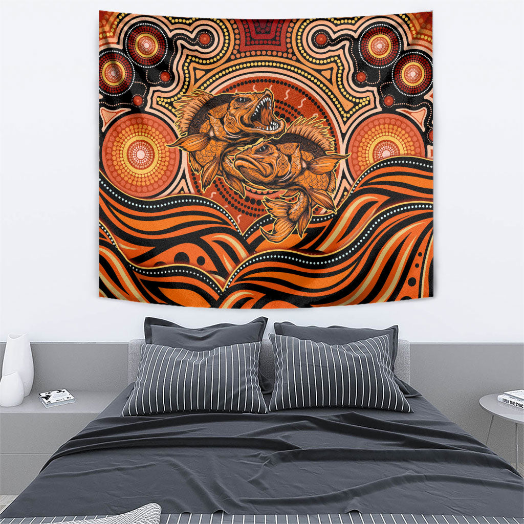 Barramundi Fish Tapestry Aboriginal Dot Art Indigenous Pattern