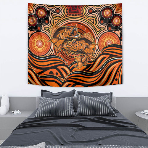 Barramundi Fish Tapestry Aboriginal Dot Art Indigenous Pattern