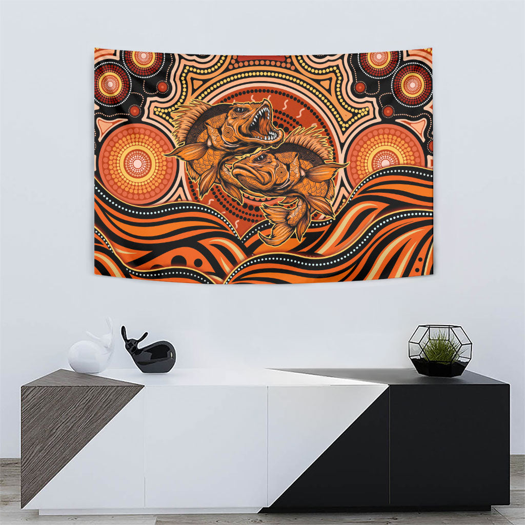 Barramundi Fish Tapestry Aboriginal Dot Art Indigenous Pattern