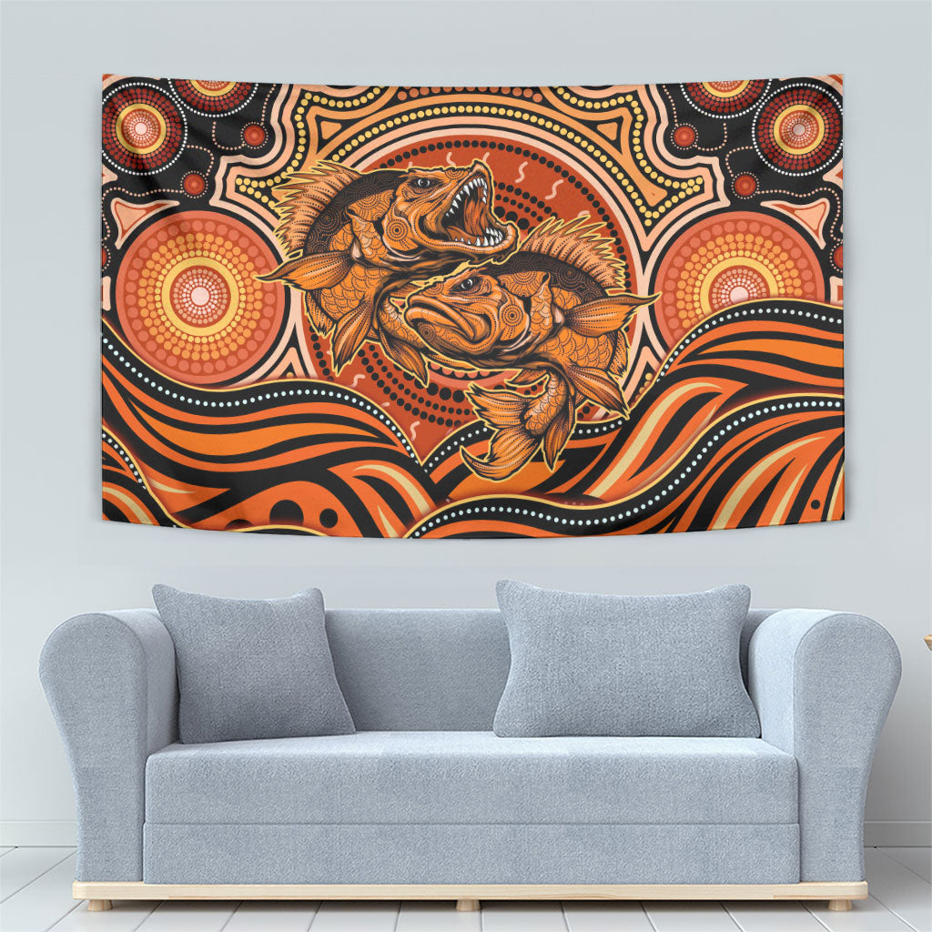 Barramundi Fish Tapestry Aboriginal Dot Art Indigenous Pattern