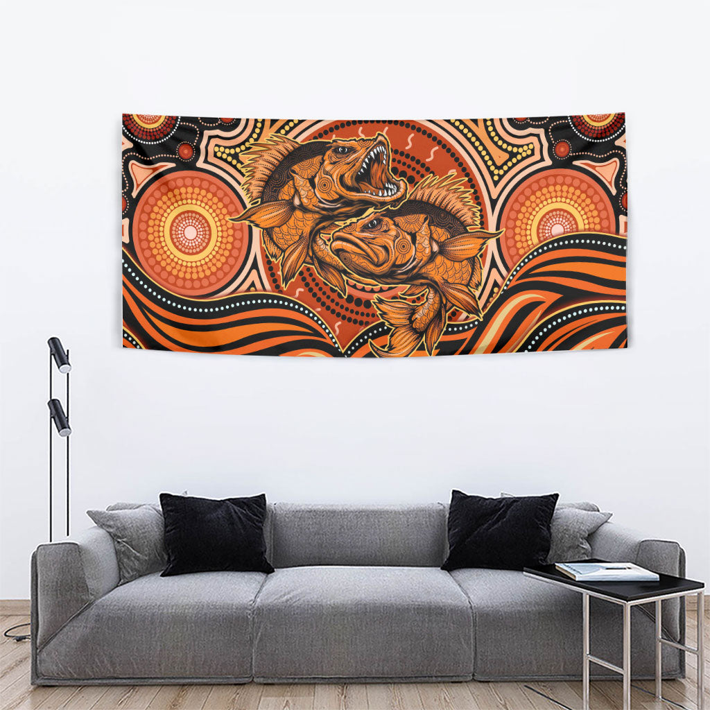 Barramundi Fish Tapestry Aboriginal Dot Art Indigenous Pattern