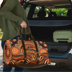 Barramundi Fish Travel Bag Aboriginal Dot Art Indigenous Pattern