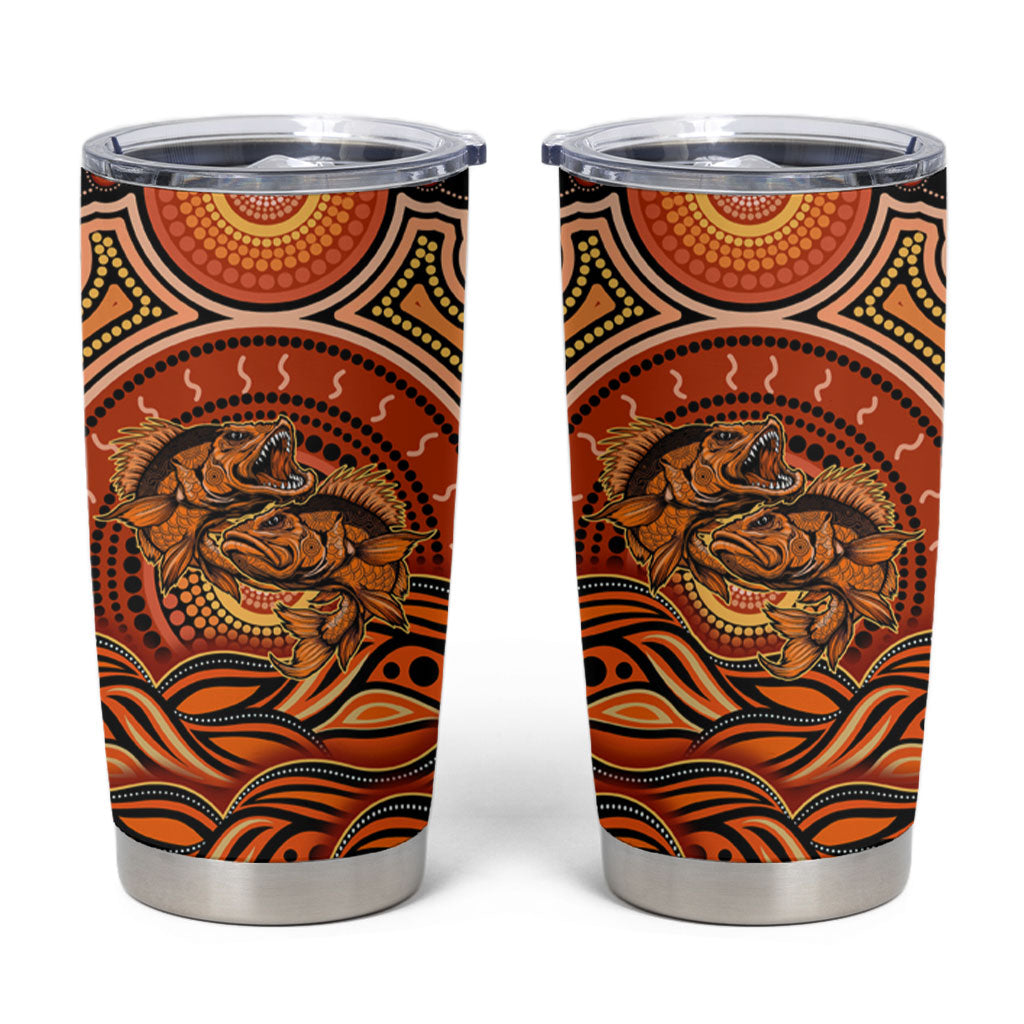 Barramundi Fish Tumbler Cup Aboriginal Dot Art Indigenous Pattern