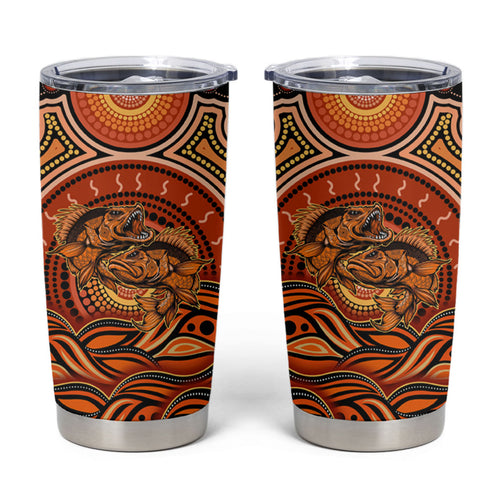 Barramundi Fish Tumbler Cup Aboriginal Dot Art Indigenous Pattern