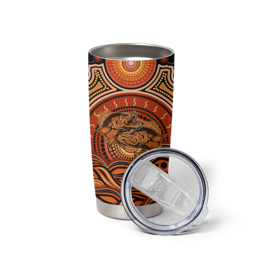 Barramundi Fish Tumbler Cup Aboriginal Dot Art Indigenous Pattern
