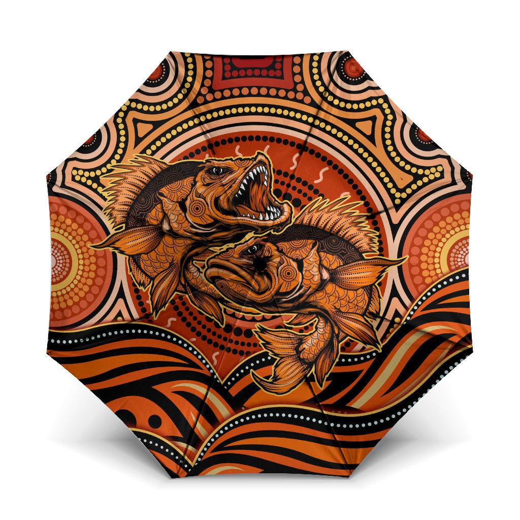 Barramundi Fish Umbrella Aboriginal Dot Art Indigenous Pattern