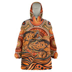 Barramundi Fish Wearable Blanket Hoodie Aboriginal Dot Art Indigenous Pattern