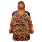 Barramundi Fish Wearable Blanket Hoodie Aboriginal Dot Art Indigenous Pattern