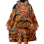 Barramundi Fish Wearable Blanket Hoodie Aboriginal Dot Art Indigenous Pattern
