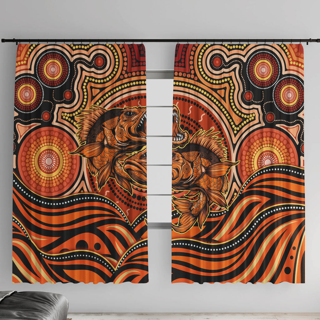 Barramundi Fish Window Curtain Aboriginal Dot Art Indigenous Pattern