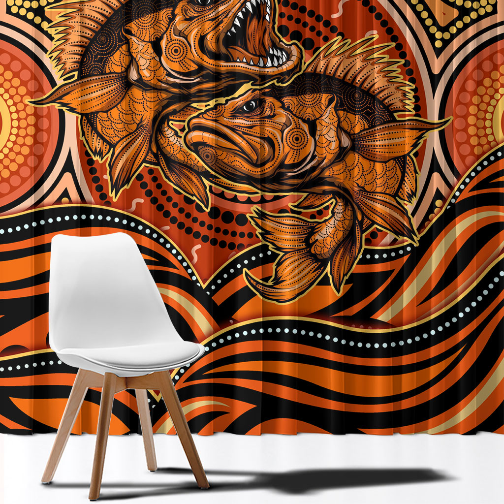 Barramundi Fish Window Curtain Aboriginal Dot Art Indigenous Pattern