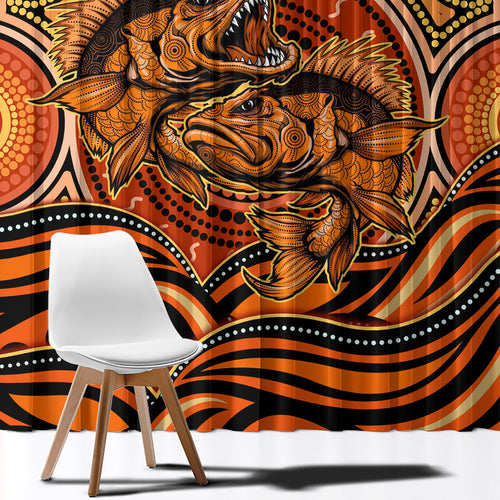 Barramundi Fish Window Curtain Aboriginal Dot Art Indigenous Pattern