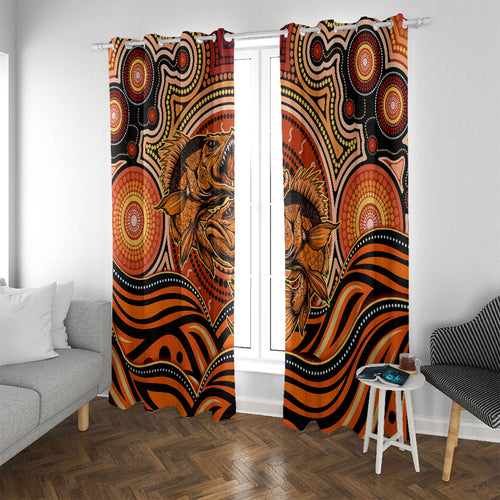Barramundi Fish Window Curtain Aboriginal Dot Art Indigenous Pattern