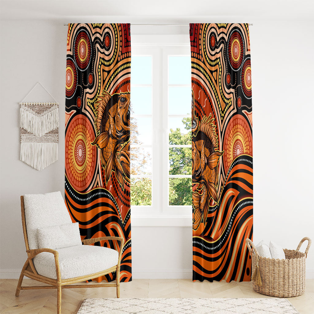 Barramundi Fish Window Curtain Aboriginal Dot Art Indigenous Pattern