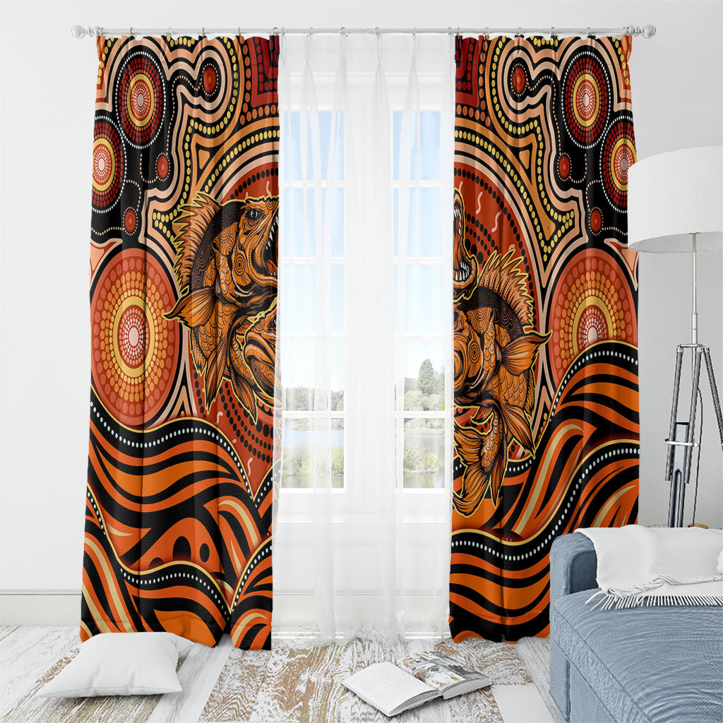 Barramundi Fish Window Curtain Aboriginal Dot Art Indigenous Pattern
