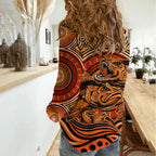Barramundi Fish Women Casual Shirt Aboriginal Dot Art Indigenous Pattern