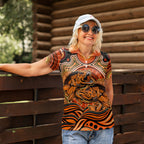 Barramundi Fish Women Polo Shirt Aboriginal Dot Art Indigenous Pattern