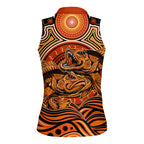 Barramundi Fish Women Sleeveless Polo Shirt Aboriginal Dot Art Indigenous Pattern