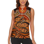Barramundi Fish Women Sleeveless Polo Shirt Aboriginal Dot Art Indigenous Pattern