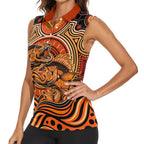 Barramundi Fish Women Sleeveless Polo Shirt Aboriginal Dot Art Indigenous Pattern