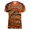 Barramundi Fish Women V-Neck T-Shirt Aboriginal Dot Art Indigenous Pattern