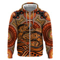 Barramundi Fish Zip Hoodie Aboriginal Dot Art Indigenous Pattern