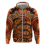 Barramundi Fish Zip Hoodie Aboriginal Dot Art Indigenous Pattern