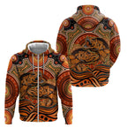 Barramundi Fish Zip Hoodie Aboriginal Dot Art Indigenous Pattern