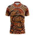 Barramundi Fish Zipper Polo Shirt Aboriginal Dot Art Indigenous Pattern