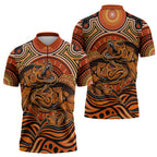 Barramundi Fish Zipper Polo Shirt Aboriginal Dot Art Indigenous Pattern