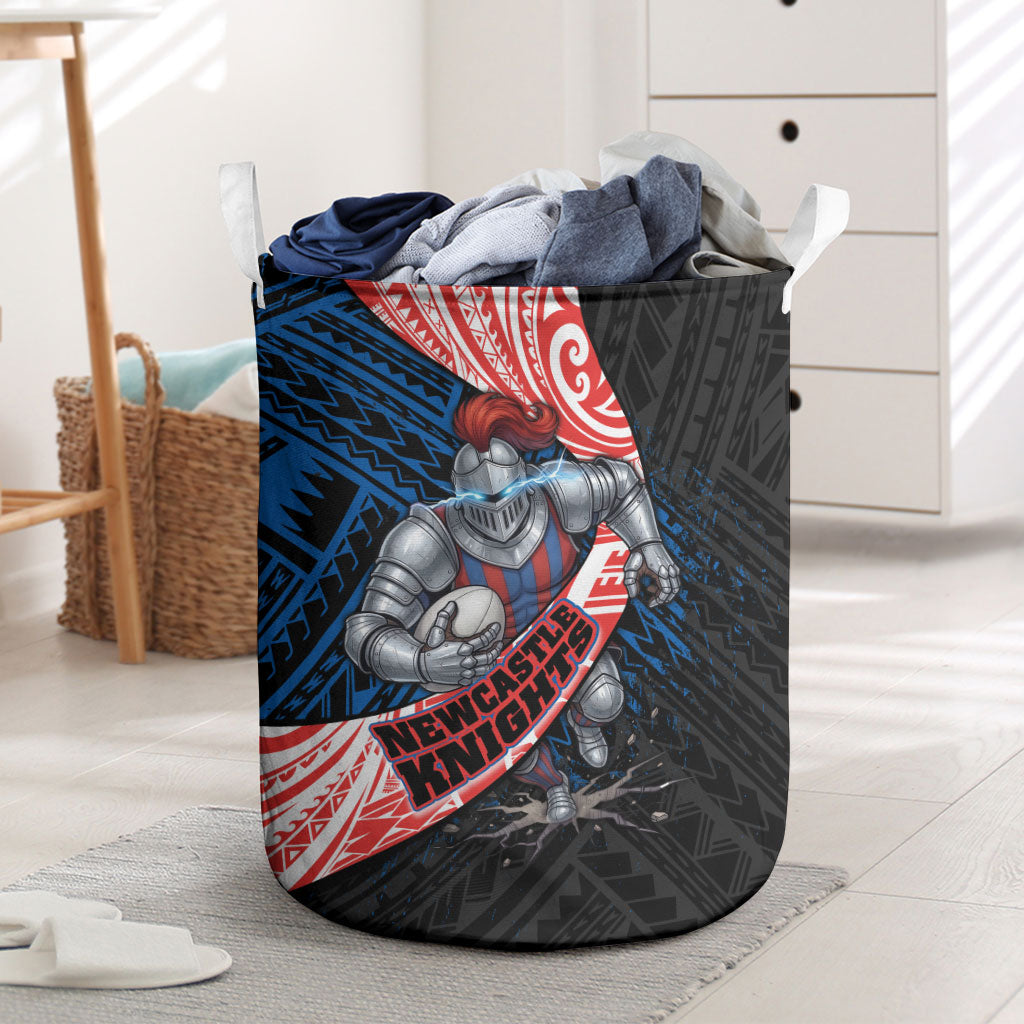 Newcastle Knights Rugby Laundry Basket Tribal Polynesian Power Art - Lightning Mascot