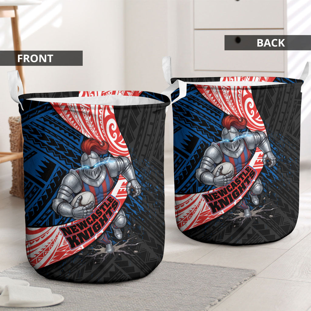 Newcastle Knights Rugby Laundry Basket Tribal Polynesian Power Art - Lightning Mascot