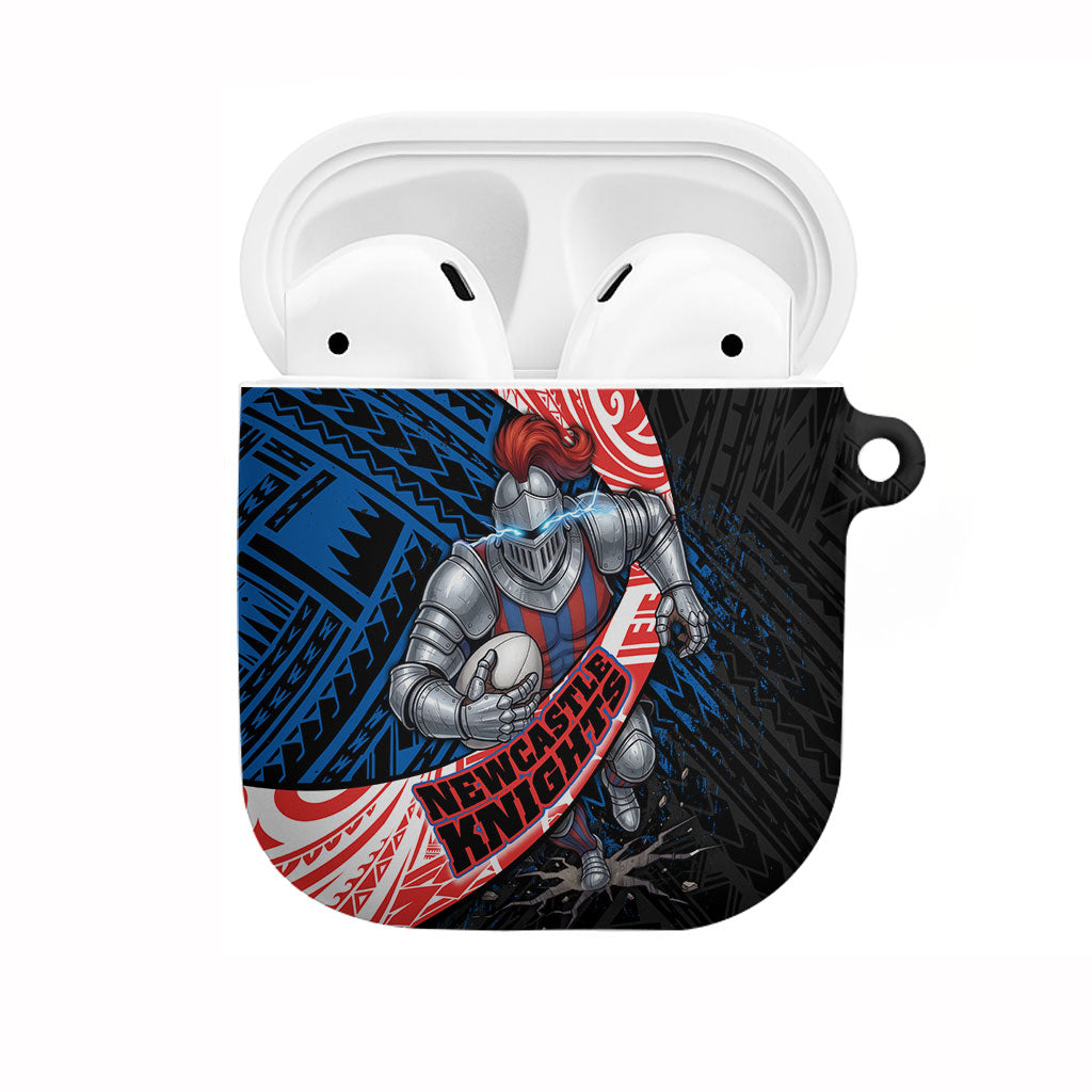 Newcastle Knights Rugby AirPods Case Tribal Polynesian Power Art - Lightning Mascot