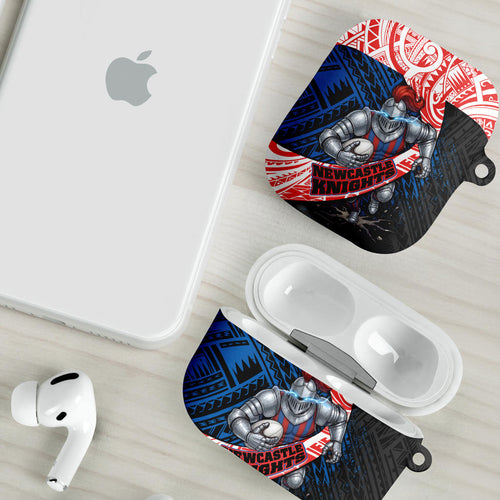 Newcastle Knights Rugby AirPods Case Tribal Polynesian Power Art - Lightning Mascot