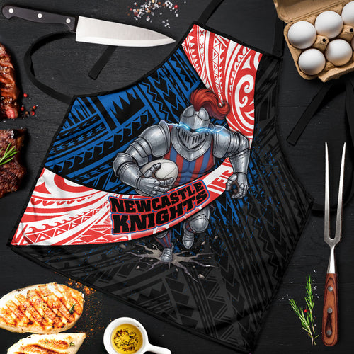 Newcastle Knights Rugby Apron Tribal Polynesian Power Art - Lightning Mascot