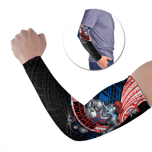 Newcastle Knights Rugby Arm Sleeves Tribal Polynesian Power Art - Lightning Mascot