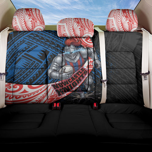 Newcastle Knights Rugby Back Car Seat Cover Tribal Polynesian Power Art - Lightning Mascot