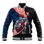 Newcastle Knights Rugby Baseball Jacket Tribal Polynesian Power Art - Lightning Mascot