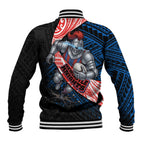 Newcastle Knights Rugby Baseball Jacket Tribal Polynesian Power Art - Lightning Mascot
