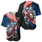 Newcastle Knights Rugby Baseball Jersey Tribal Polynesian Power Art - Lightning Mascot