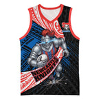 Newcastle Knights Rugby Basketball Jersey Tribal Polynesian Power Art - Lightning Mascot