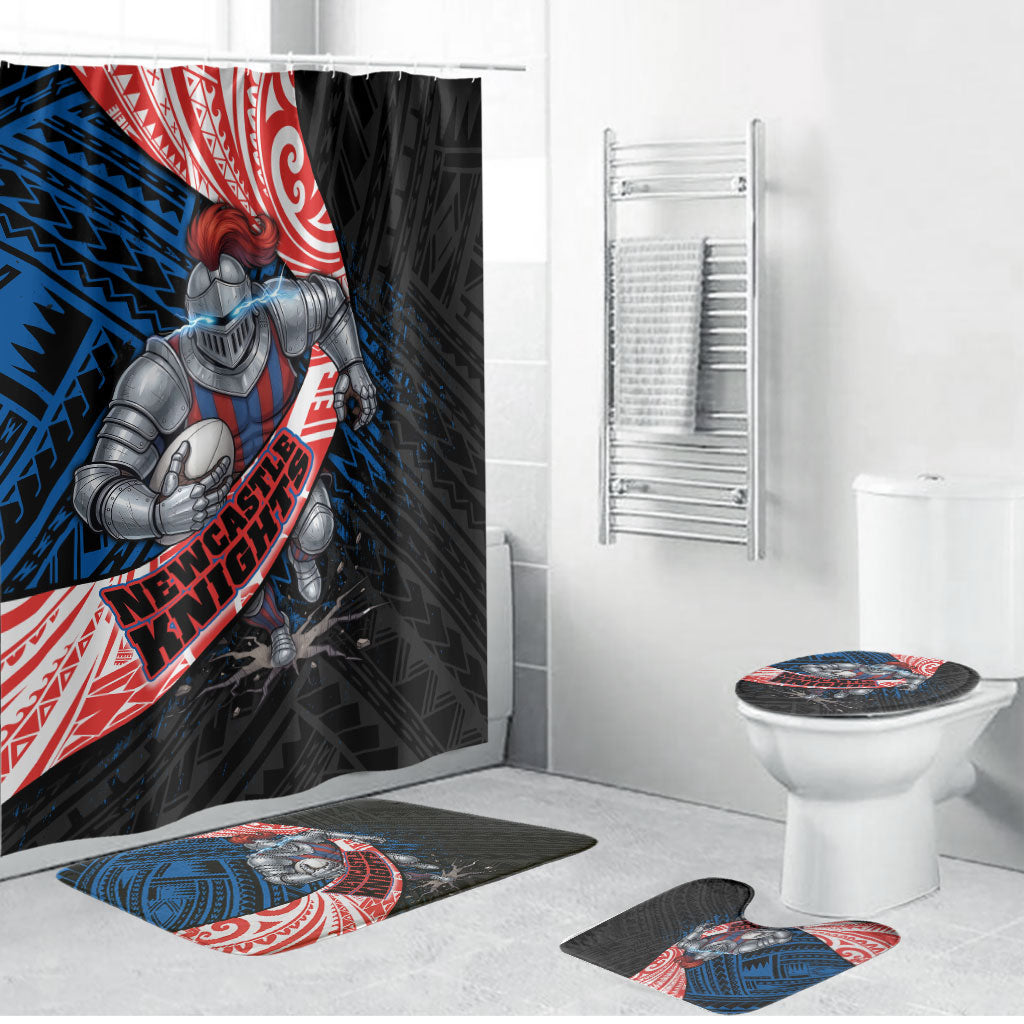 Newcastle Knights Rugby Bathroom Set Tribal Polynesian Power Art - Lightning Mascot