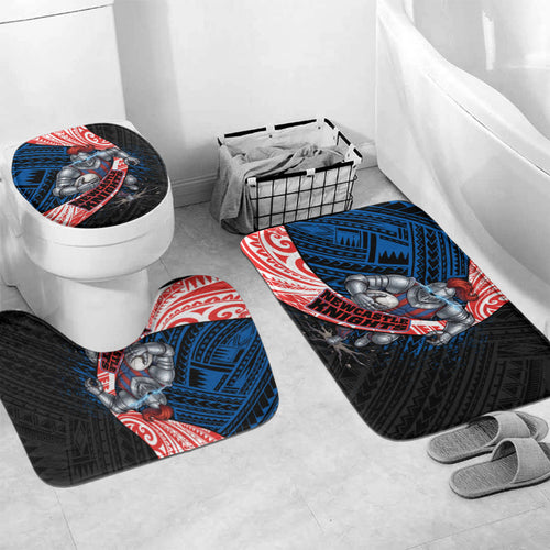 Newcastle Knights Rugby Bathroom Set Tribal Polynesian Power Art - Lightning Mascot