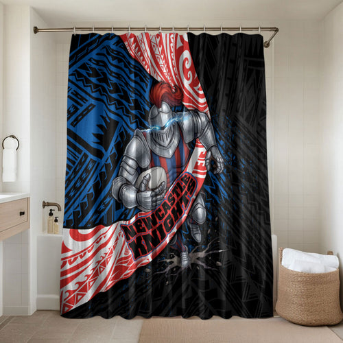 Newcastle Knights Rugby Bathroom Set Tribal Polynesian Power Art - Lightning Mascot