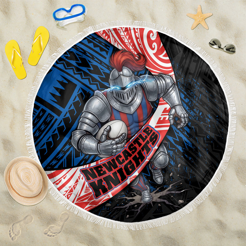 Newcastle Knights Rugby Beach Blanket Tribal Polynesian Power Art - Lightning Mascot